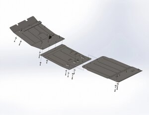 Захист радіатора піддона картера та КПП автомобіля TOYOTA LAND CRUISER J200 2007-2021