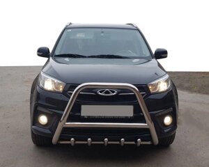 Передній захист кенгурятник WT009 нерж Chery Tiggo 2014-2017