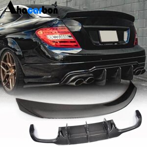 Спойлер з дифузором заднього бампера (для C63 AMG 2012-2014, Карбон) для Mercedes C-class W204 рр