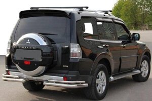 Задній захист кути подвійні AK003 Double нерж Mitsubishi Pajero Wagon 3