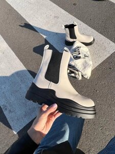 Челсі молочні на платформі жіночі, черевики демі