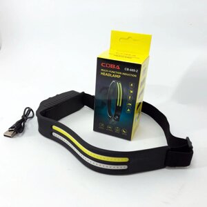 LED Ліхтар налобний BL-W689-LM+2COB (white+red) датчик руху, Ліхтарик на голову із зарядкою