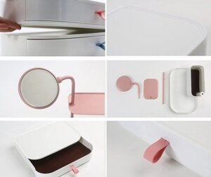 Настільний бокс для зберігання косметики з висувними ящиками і дзеркалом органайзер