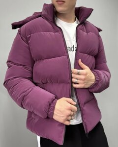 Чоловічий пуховик з оксамитової плащової тканини