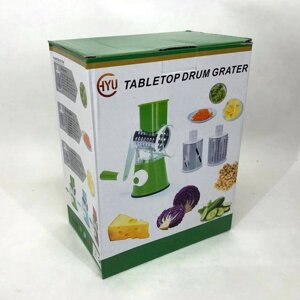 Овочерізка мультислайсер Tabletop Drum Grater Kitchen Master Терка для овочів та фруктів 3 насадки. Колір: червоний