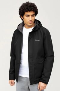 Чоловіча чорна куртка з капюшоном DV-110-black