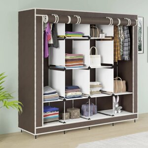 Складна тканинна шафа для одягу 170*45*170см Storage Rack, тканинна шафа для речей Коричнева