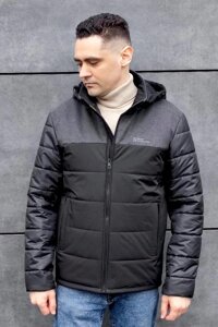 Чорна утеплена куртка з капюшоном DV-109-black