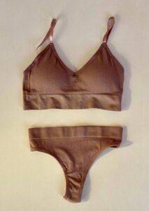 Базовий комплект (топ+стрінги) "коричневий" Оnesize