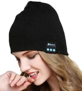 Шапка з вбудованою bluetooth гарнітурою навушники-гарнітура чорна