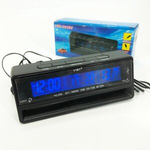 Автомобільний годинник з термометром та вольтметром VST-7010V