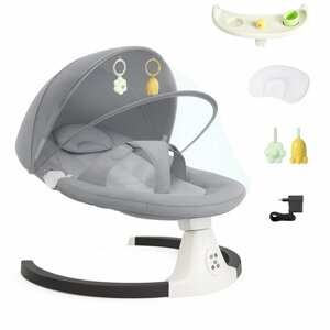 Дитячі електрокачелі-шезлонг WX-088, крісло-гойдалка з музикою, автоматична колиска з балдахіном