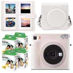 Подарунковий набір камера Fujifilm Instax Square SQ1, Фотопапір 80 шт, Чохол, Фотоальбом 80 фото Білий