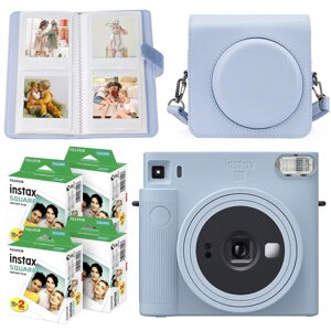 Подарунковий набір камера Fujifilm Instax Square SQ1, Фотопапір 80 шт, Чохол, Фотоальбом 80 фото Блакитний