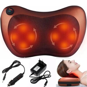 Інфрачервона масажна подушка (31х10х19 см) Massage Pillow 8028 / Роликовий масажер для дому та машини