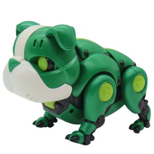 Інтерактивна іграшка собака Бульдог, на батарейках, 13 см, Mecha Dog R11, Зелений / Танцююча іграшка собака робот