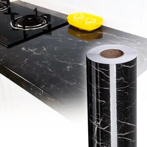 Самоклейна плівка для кухні 5x0,6м Kitchen Sticker, Чорний мармур / Мармурова наклейка для меблів
