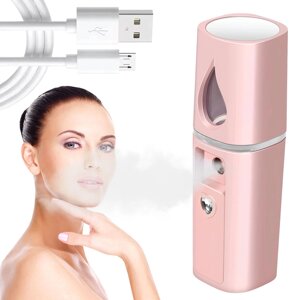 Зволожувач для обличчя з підсвічуванням 20мл, 10х3см, USB, MSK-3445 / Освіжувач для обличчя / Нано спрей для шкіри
