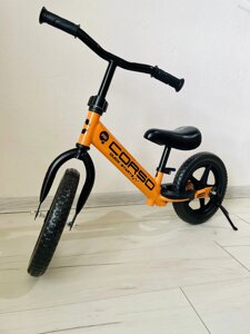Велобіг "CORSO SPRINT" сталева рама, колесо 12" EVA (ПІНА), підставка для ніг, в коробці, оранжевий