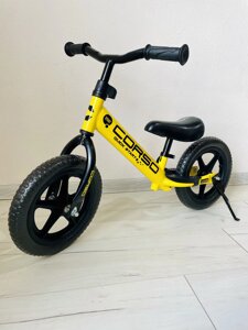 Велобіг "CORSO SPRINT" сталева рама, колесо 12" EVA (ПІНА), підставка для ніг, в коробці жовтий