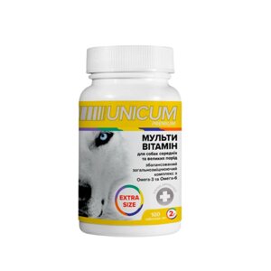 Вітаміни UNICUM premium для собак EXTRA SIZE мультивітамін 100табл. 200г