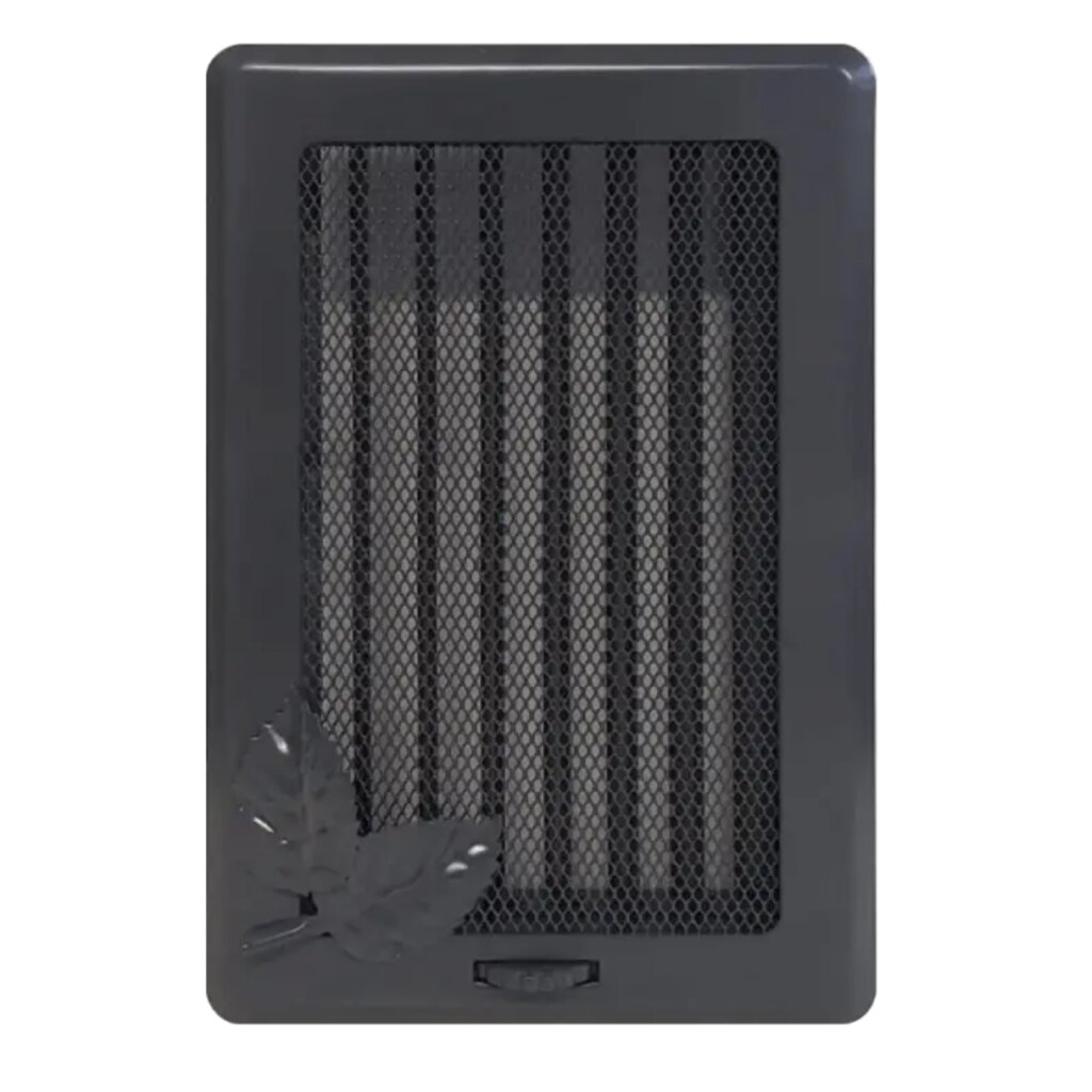 Вентиляційна решітка Darco Рж3 light з листком, 245х175 мм, графіт від компанії Магазин камінів і печей - фото 1