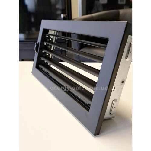 Вентиляційна решітка Ventlab KRVZ 450х240 мм, з регульованими жалюзі, чорна від компанії Магазин камінів і печей - фото 1