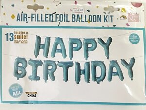 Набір гірлянда 13 букв HAPPY BIRTHDAY блакитний