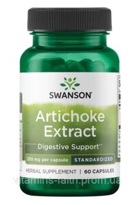 Екстракт артишоку для ШКТ та печінки від Swanson (Artichoke Extract), 60 капсул, 250мг