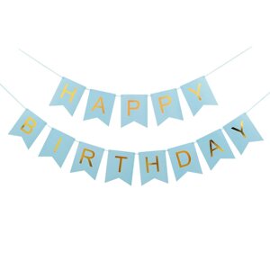 Прапорці 20 см блакитні Нappy birthday гірлянда день народження