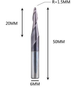 Фреза конусна для ЧПК R1,5-D6-L50-l20 від компанії SOLID TOOLS - фото 1