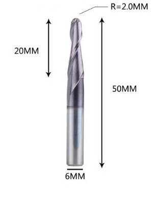 Фреза конусна для ЧПК R2-D6-L50-l20 від компанії SOLID TOOLS - фото 1