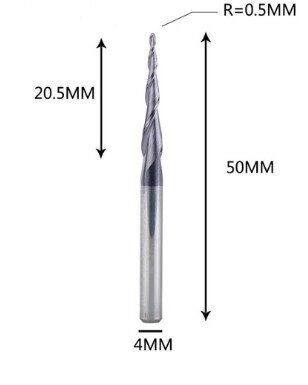 Фреза конусна для ЧПУ R0,5-D4-L50-l20,5 від компанії SOLID TOOLS - фото 1