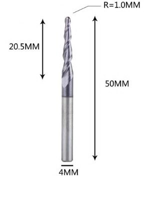 Фреза конусна для ЧПУ R1-D4-L50-l20,5 від компанії SOLID TOOLS - фото 1
