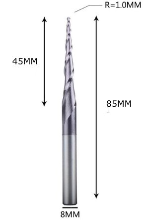 Фреза конусна для ЧПУ R1-D8-L85-l45 від компанії SOLID TOOLS - фото 1