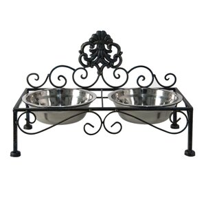 Миска для корму для собак 39x19x25 см Чорна залізна миска для котів