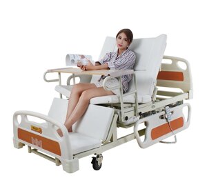 Медицинская функциональная кровать с туалетом и боковым переворотом MIRID E39. Кровать для высоких людей.