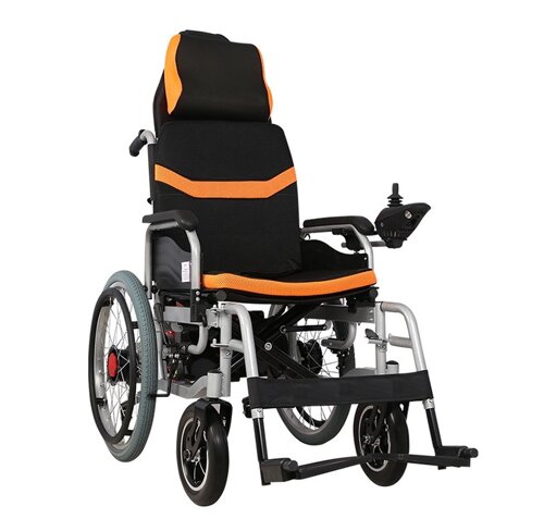 Складана електрична коляска для інвалідів з підголовником MIRID D6035С (режими: електро, активний). Літієва батарея –