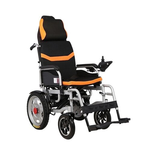 Складана електрична коляска для інвалідів з підголовником MIRID D6036C. Літієва батарея – 20аг.