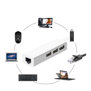 Мережева карта USB (USB to LAN) Ethernet RTL8152 для Android TV MiBox Планшетів Win 7 8 10 XP