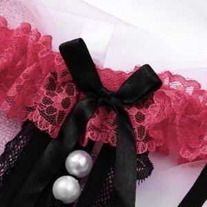Трусики жіночі перли відкриті еротична білизна рожево чорні розмір M - L