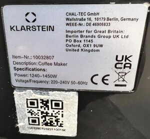 Кавоварка Ріжкова Klarstein Bella Vita 10032807