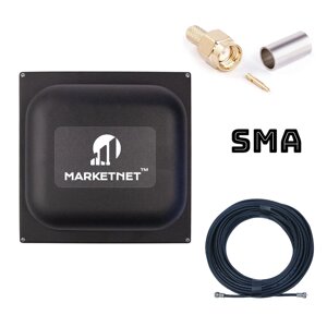 Комплект 4G антена панельна Marketnet Square SMA 21 dBi + Кабель FinMark RG-58 50 Ом