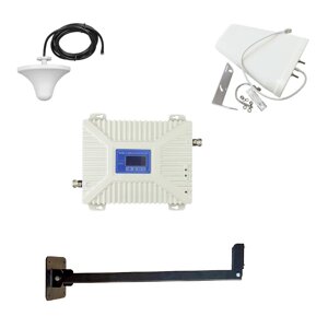 3х-стандартний репітер (900/1800/2100 МГц), кронштейн та антена 10 дБ у комплекті для підсилення мобільного зв'язку