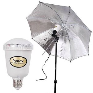 Комплект для студії: ведений студійний фотоспалах (патронний) Godox - A45S + стійка 2 м. парасолька на відображення