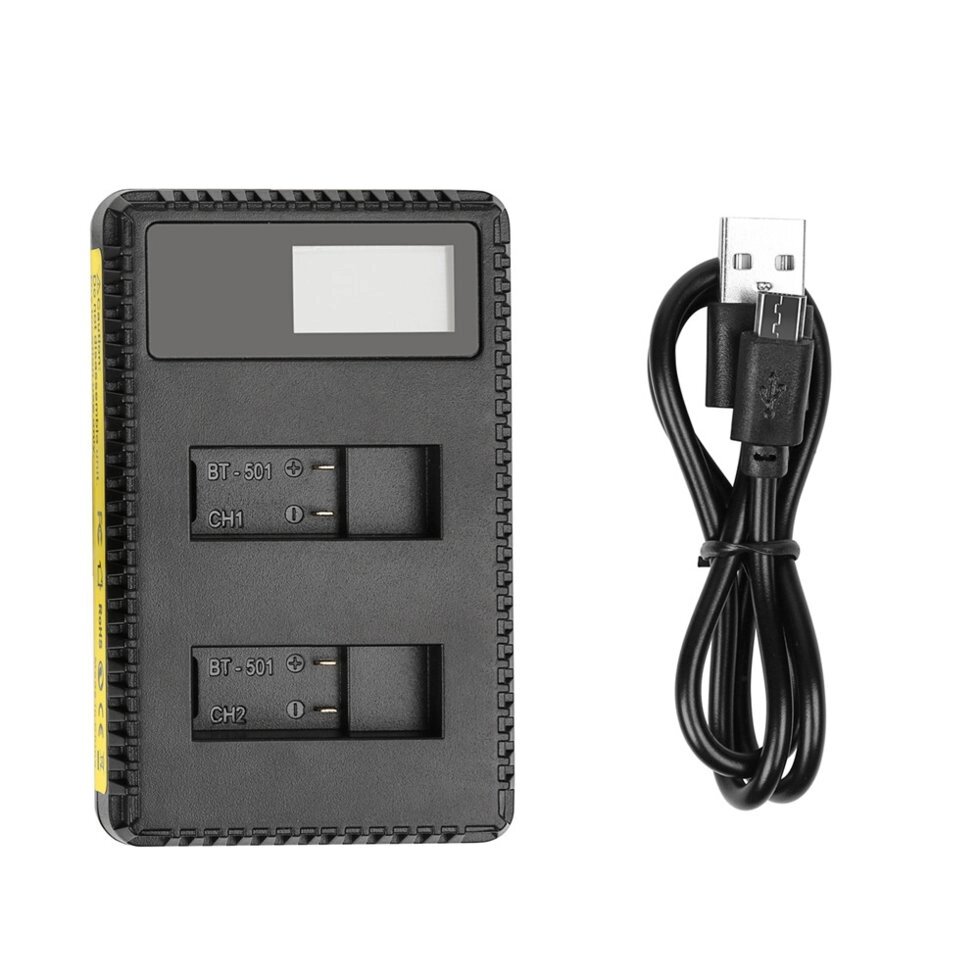 USB зарядний з LCD дисплеєм для 2-х акумуляторів AHDBT-501 (AABAT-001) для GoPro Hero 5, 6, 7 (код XTGP432) - наявність