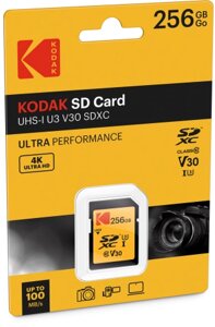 Карта памяти Kodak SD 256 GB (U3/V30/A1)