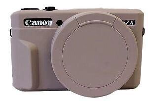 Захисний силіконовий чохол з кришкою для фотоапаратів CANON G7X Mark II - сірий