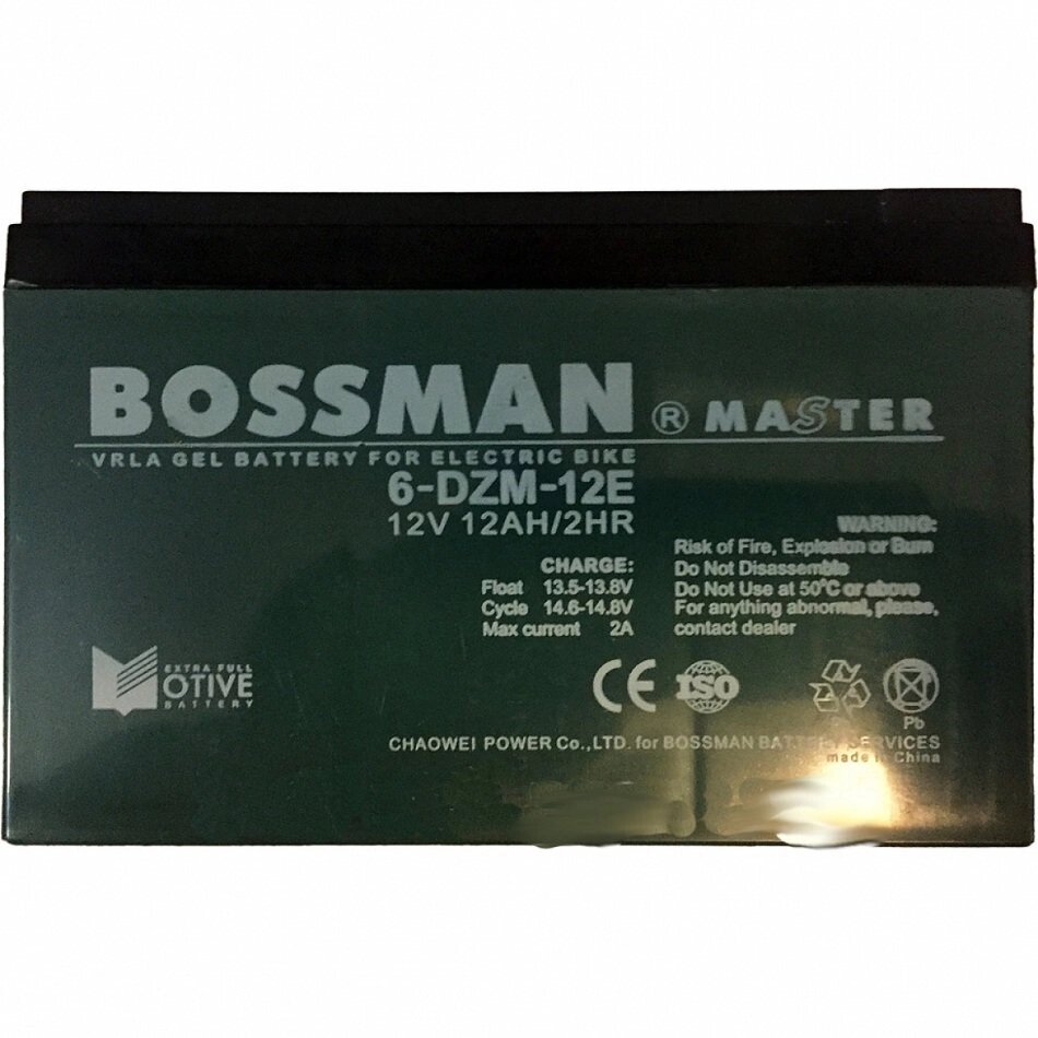 Акумулятор Bossman Master 12V 12Ah (6DZM12E) для електровелосипеда (під гвинти) від компанії Центр технічних рішень - фото 1