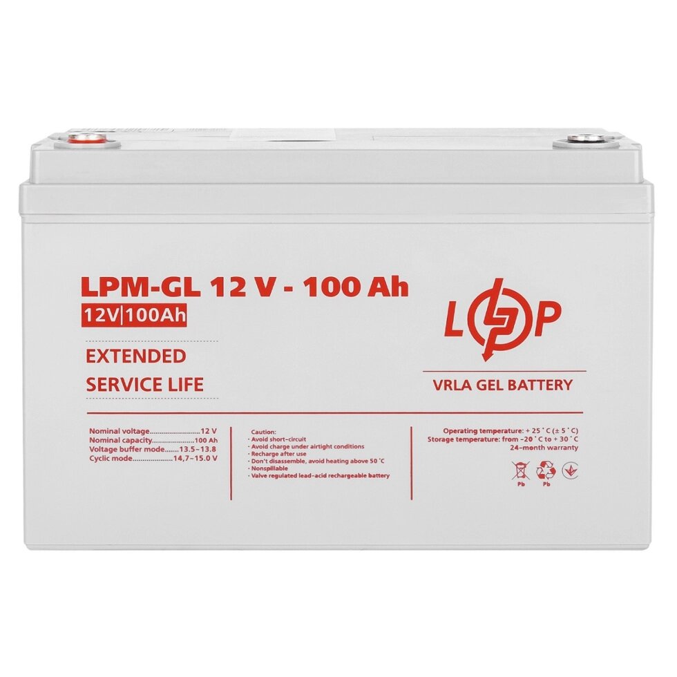 Акумулятор гелевий LogicPower LPM-GL 12 - 100 AH (3871) від компанії Центр технічних рішень - фото 1